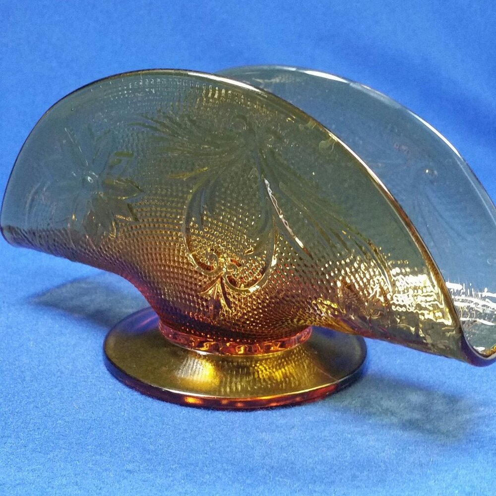 Vintage Tiara Amber Sandwich Glass Napkin Holder Indiana Glass 1971 -1989